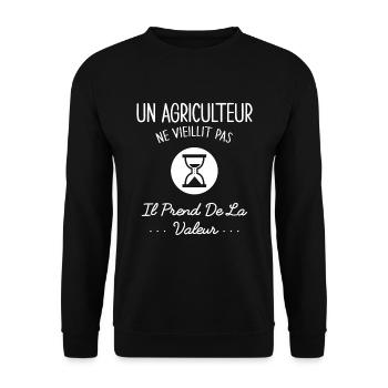 Un Agriculteur Ne Vieillit Pas Humour Idée Cadeau - Sweat-shirt Unisexe - noir - Devant - Alina (178cm) & Michal (187cm)