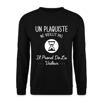 Un Plaquiste Ne Vieillit Pas Humour Idée Cadeau - Sweat-shirt Unisexe - noir - Devant - Alina (178cm) & Michal (187cm)
