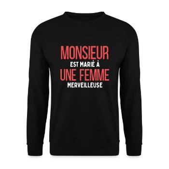 Mariage Humour Couple Amoureux Homme - Sweat-shirt Unisexe - noir - Devant - Alina (178cm) & Michal (187cm)