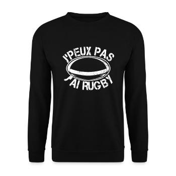 Ich kann nicht ich habe Rugby Idee Geschenk Spieler Rugbyman - Unisex Pullover - Schwarz - Vorne - Alina (178cm) & Michal (187cm)