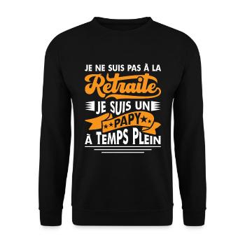 Papy Retraité Cadeau Grand Père Humour Retraite - Sweat-shirt Unisexe - noir - Devant - Alina (178cm) & Michal (187cm)