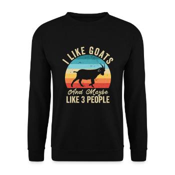 I like Goats Humor Farmer Gift - Unisex Sweatshirt - black - Front - Alina (178cm) & Michal (187cm)