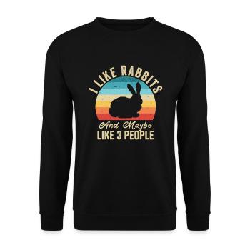 I love Rabbits Humor Farmer Gift - Unisex Sweatshirt - black - Front - Alina (178cm) & Michal (187cm)