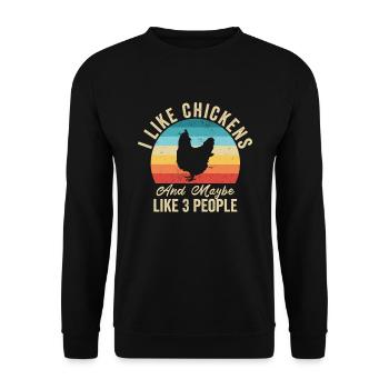 I like The Chickens Humor Farmer Gift - Unisex Sweatshirt - black - Front - Alina (178cm) & Michal (187cm)