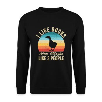 I love Ducks Humor Farmer Gift - Unisex Sweatshirt - black - Front - Alina (178cm) & Michal (187cm)