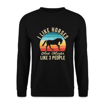 I love Horses Humor Farmer Gift - Unisex Sweatshirt - black - Front - Alina (178cm) & Michal (187cm)