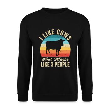 I love Cows Humor Farmer Gift - Unisex Sweatshirt - black - Front - Alina (178cm) & Michal (187cm)