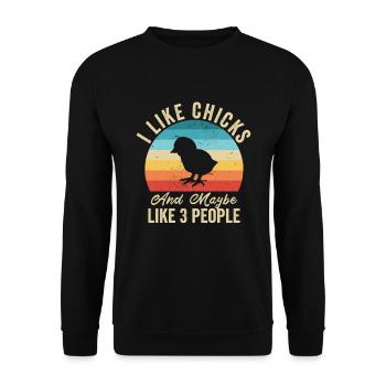I like Les Poussins Humor Farmer Gift - Unisex Sweatshirt - black - Front - Alina (178cm) & Michal (187cm)
