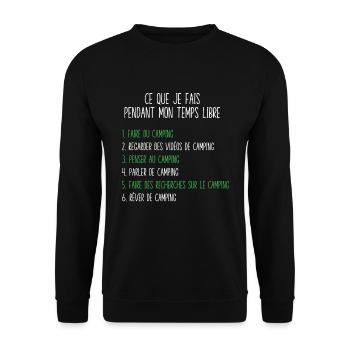 Camping Free time Gift idea for camper - Unisex Sweatshirt - black - Front - Alina (178cm) & Michal (187cm)