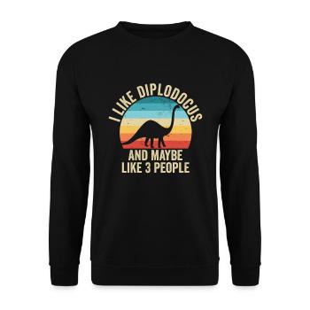 I like The Diplodocus Gift Humor Dinosaur - Unisex Sweatshirt - black - Front - Alina (178cm) & Michal (187cm)