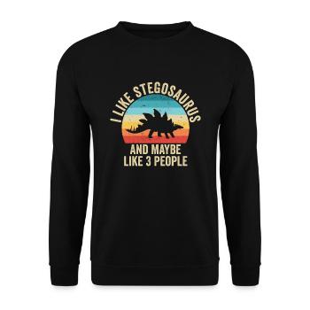 I like Stegosaurus Gift Humor Dinosaur - Unisex Sweatshirt - black - Front - Alina (178cm) & Michal (187cm)