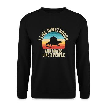 I like Dimetrodon Gift Humor Dinosaur - Unisex Sweatshirt - black - Front - Alina (178cm) & Michal (187cm)