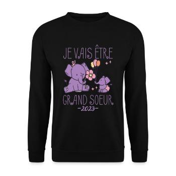 Je Vais Être Grande Soeur 2023 Future Grande Soeur - Sweat-shirt Unisexe - noir - Devant - Alina (178cm) & Michal (187cm)