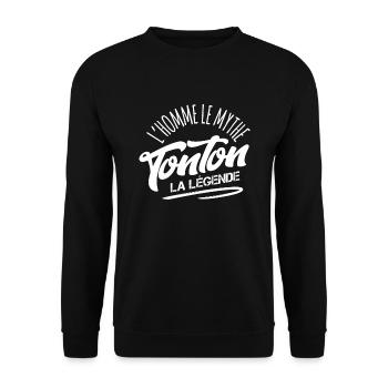 Tonton L'homme Le Mythe La Légende Cadeau - Sweat-shirt Unisexe - noir - Devant - Alina (178cm) & Michal (187cm)