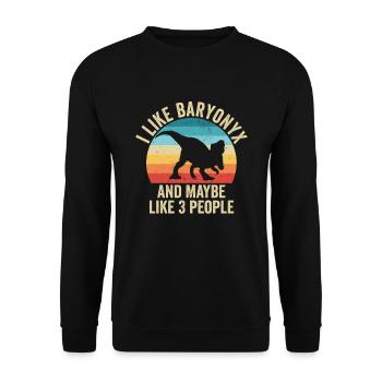 Ich mag The Baryonyx Gift Humor Dinosaurier - Unisex Pullover - Schwarz - Vorne - Alina (178cm) & Michal (187cm)