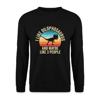 Ich mag The Dilophosaurus Gift Humor Dinosaurier - Unisex Pullover - Schwarz - Vorne - Alina (178cm) & Michal (187cm)