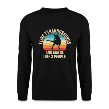 I like Tyrannosaurus Gift Humor Dinosaur - Unisex Sweatshirt - black - Front - Alina (178cm) & Michal (187cm)