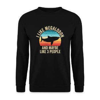 I love Megalodon Gift Humor Dinosaur - Unisex Sweatshirt - black - Front - Alina (178cm) & Michal (187cm)