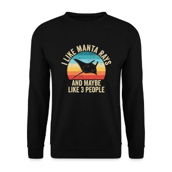 J'aime Les Raies Mantas De Mers Cadeau Drole - Sweat-shirt Unisexe - noir - Devant - Alina (178cm) & Michal (187cm)