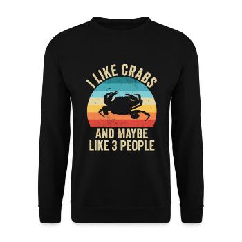 I love Crabs Gift Funny Ocean - Unisex Sweatshirt - black - Front - Alina (178cm) & Michal (187cm)