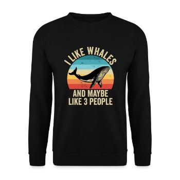 J'aime Les Baleines Cadeau Drole Océan - Sweat-shirt Unisexe - noir - Devant - Alina (178cm) & Michal (187cm)