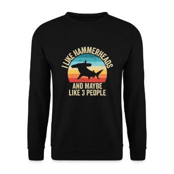 Ich liebe Hammerhead Sharks Gift Funny - Unisex Pullover - Schwarz - Vorne - Alina (178cm) & Michal (187cm)