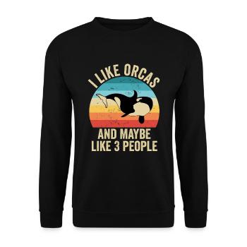J'aime Les Orques Cadeau Drole Baleine Tueuse - Sweat-shirt Unisexe - noir - Devant - Alina (178cm) & Michal (187cm)