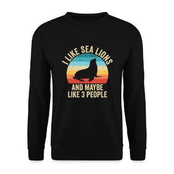 I love Sea Lions Gift Funny Sea Lion - Unisex Sweatshirt - black - Front - Alina (178cm) & Michal (187cm)