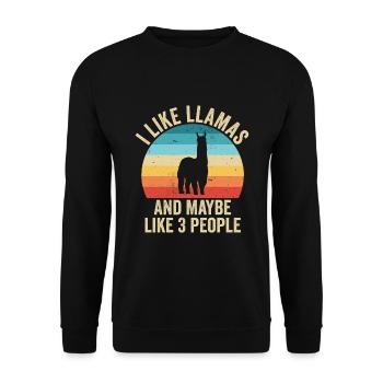 I love The Llamas Gift Humor Animals - Unisex Sweatshirt - black - Front - Alina (178cm) & Michal (187cm)