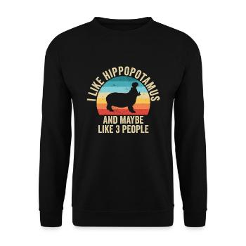 I love Hippos Gift Humor Animals - Unisex Sweatshirt - black - Front - Alina (178cm) & Michal (187cm)