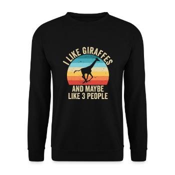 I love Giraffes Gift Humor Animals - Unisex Sweatshirt - black - Front - Alina (178cm) & Michal (187cm)