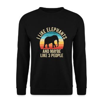 I love Elephants Gift Humor Animals - Unisex Sweatshirt - black - Front - Alina (178cm) & Michal (187cm)