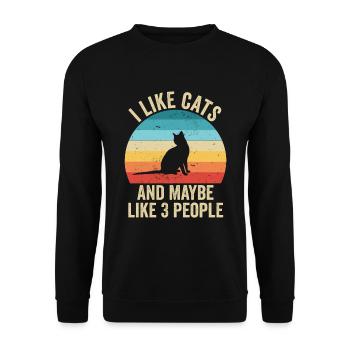 J'aime Les Chats Cadeau Humour Animaux - Sweat-shirt Unisexe - noir - Devant - Alina (178cm) & Michal (187cm)
