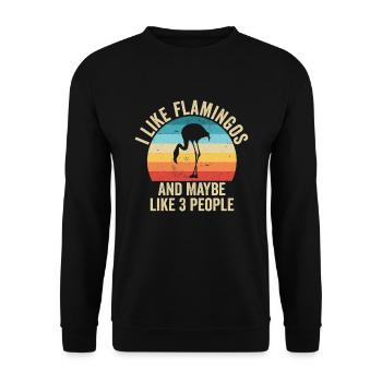 I love Flamingos Rose Gift Humor Animals - Unisex Sweatshirt - black - Front - Alina (178cm) & Michal (187cm)