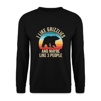 Ich liebe Grizzly Gift Humor Tiere - Unisex Pullover - Schwarz - Vorne - Alina (178cm) & Michal (187cm)