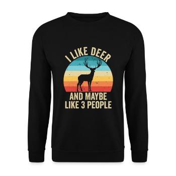I like Les Cerfs Gift Humor Animals - Unisex Sweatshirt - black - Front - Alina (178cm) & Michal (187cm)