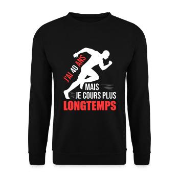 Running Cadeau Anniversaire 40 Ans Humour Coureur - Sweat-shirt Unisexe - noir - Devant - Alina (178cm) & Michal (187cm)