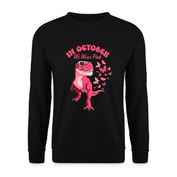 Brustkrebs Oktober Rosa Schmetterling Dinosaurier - Unisex Pullover - Schwarz - Vorne - Alina (178cm) & Michal (187cm)