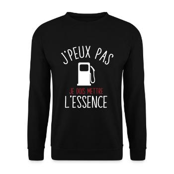 J'Peux Pas Je Dois Mettre L'Essence Humour - Sweat-shirt Unisexe - noir - Devant - Alina (178cm) & Michal (187cm)