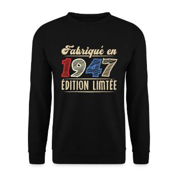 Fabriqué en 1947, Vintage cadeau d'anniversaire - Sweat-shirt Unisexe - noir - Devant - Alina (178cm) & Michal (187cm)
