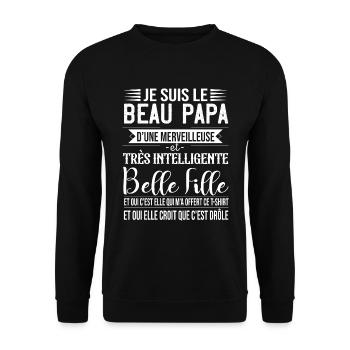 Beau Papa Belle Fille Cadeau Humour Fête Des Pères - Sweat-shirt Unisexe - noir - Devant - Alina (178cm) & Michal (187cm)