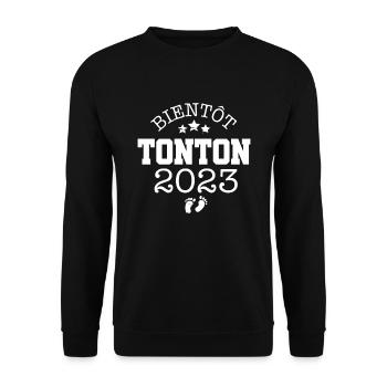 Bientôt Tonton 2023 Cadeau Annonce Grossesse - Sweat-shirt Unisexe - noir - Devant - Alina (178cm) & Michal (187cm)