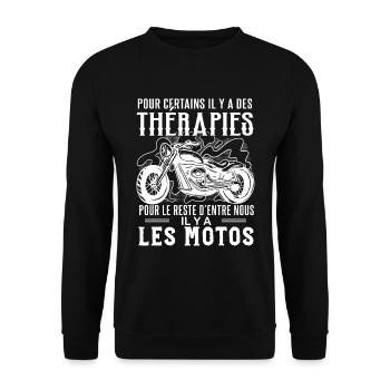 Moto Homme Humour Cadeau Pour Motard Vintage - Sweat-shirt Unisexe - noir - Devant - Alina (178cm) & Michal (187cm)