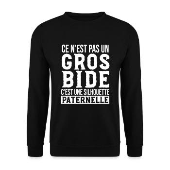 Papa Gros Bide Homme Humour Idée Cadeau - Sweat-shirt Unisexe - noir - Devant - Alina (178cm) & Michal (187cm)