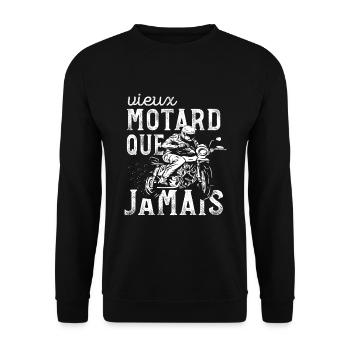 Vieux Motard Que Jamais Cadeau Homme Moto Vintage - Sweat-shirt Unisexe - noir - Devant - Alina (178cm) & Michal (187cm)