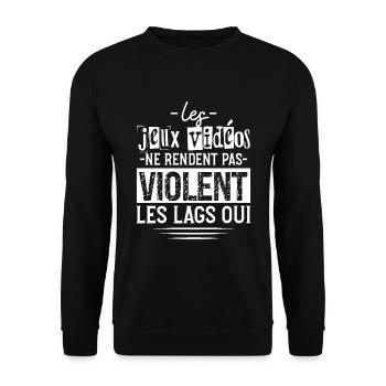 Les Jeux Vidéo Ne Rendent Pas Violent Cadeau Gamer - Sweat-shirt Unisexe - noir - Devant - Alina (178cm) & Michal (187cm)