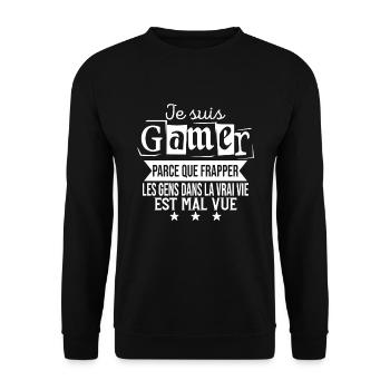 Jeux Vidéos Humour Idée Cadeau Pour Ado Gamer - Sweat-shirt Unisexe - noir - Devant - Alina (178cm) & Michal (187cm)