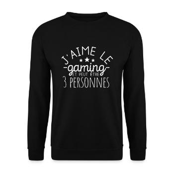 J'aime Le Gaming Humour Idée Cadeau Pour Gameur - Sweat-shirt Unisexe - noir - Devant - Alina (178cm) & Michal (187cm)