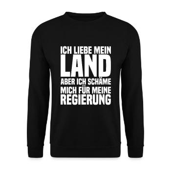 Ich Liebe Mein Land Aber Ich Schäme Mich Spruch - Unisex Pullover - Schwarz - Vorne - Alina (178cm) & Michal (187cm)