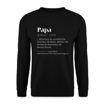 Papa Bricoleur Définition Humour Fête Des Pères - Sweat-shirt Unisexe - noir - Devant - Alina (178cm) & Michal (187cm)